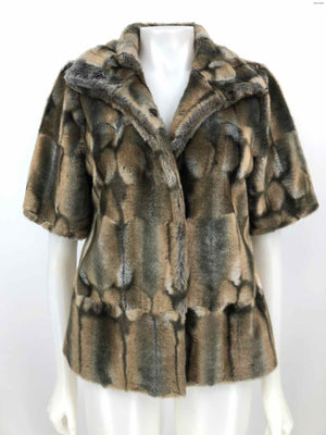 GRAHAM & SPENCER Gray Beige Faux Fur Reptile Short Sleeves Jacket