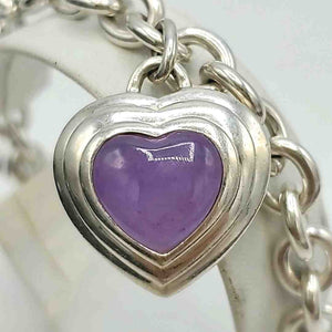 Silver Purple Pre Loved Heart ss Bracelet