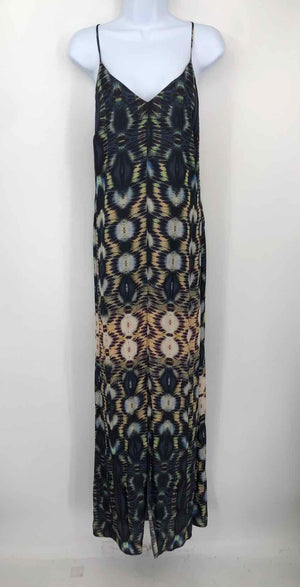 LAVENDER BROWN Navy Olive Multi Print Maxi Length Size SMALL (S) Dress