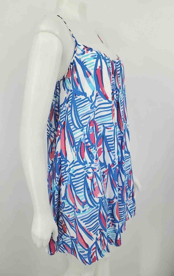 LILLY PULITZER Blue White Print Spaghetti Strap Size MEDIUM (M) Dress – ReturnStyle