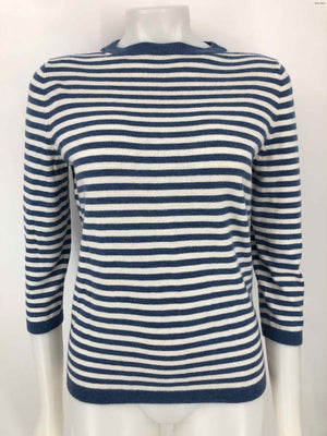 TALBOTS Blue White Knit Striped Longsleeve Size MEDIUM (M) Sweater