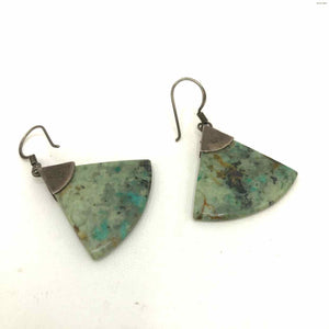 Green Sterling Silver Triangle ss Earrings