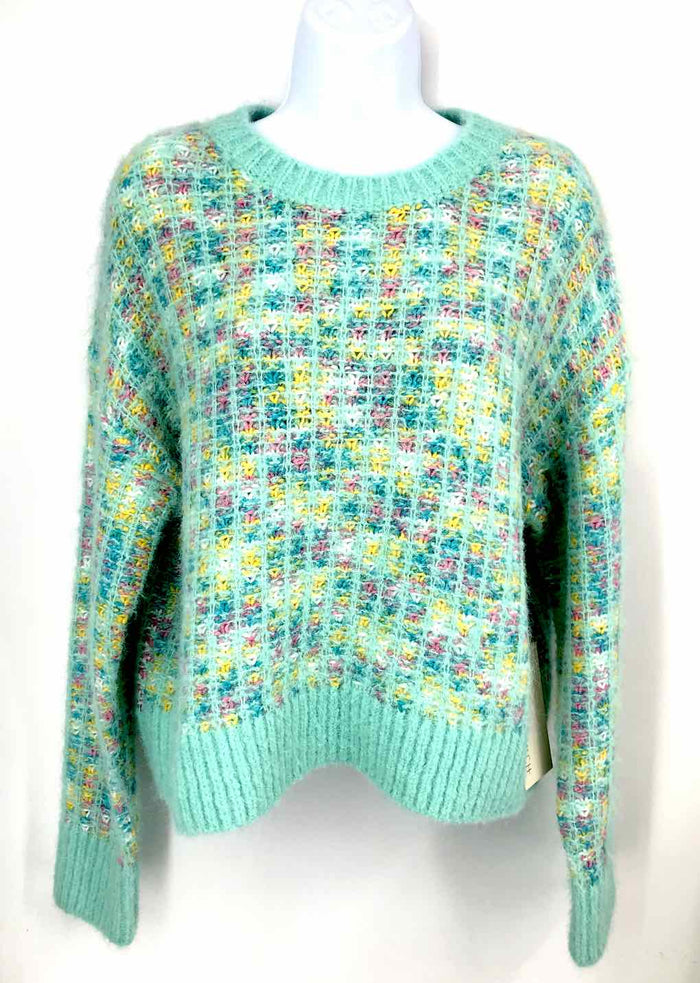 PINCH Turquoise Pink Multi Knit Tweed Longsleeve Size MEDIUM (M) Sweater