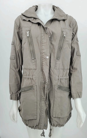 ALL SAINTS Olive Gray Cotton Zipper Utility Women Size X-SMALL Jacket