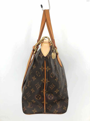 LOUIS VUITTON Brown Tan Coated Canvas Leather Trim Pre Loved AS IS Satchel Purse