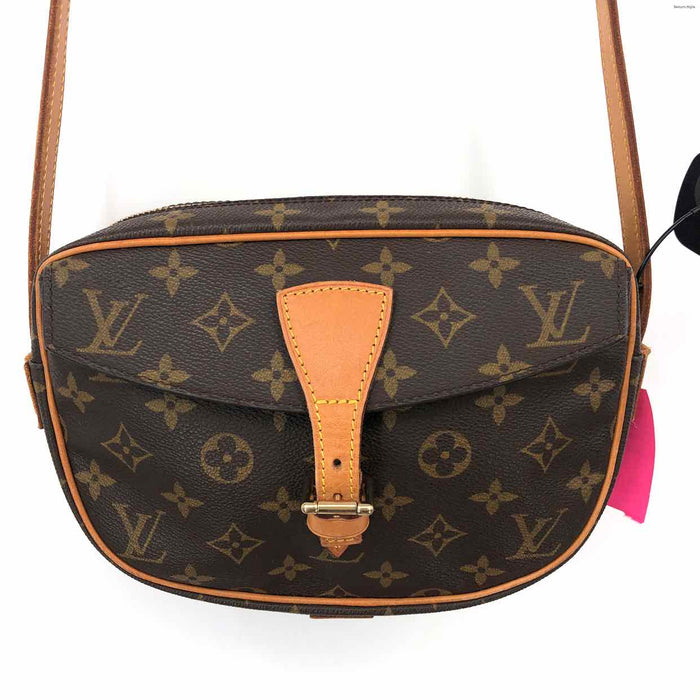 LOUIS VUITTON Brown Tan Coated Canvas Leather Trim Pre Loved Crossbody Purse