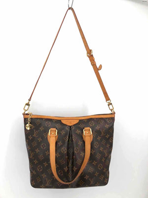 LOUIS VUITTON Brown Tan Coated Canvas Leather Trim Pre Loved AS IS Satchel Purse