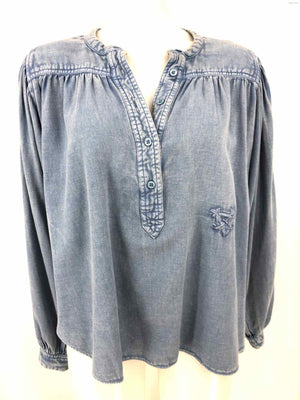 ZADIG & VOLTAIRE Lt Blue Chambray Made in India Billowy Sleeves Longsleeve Top