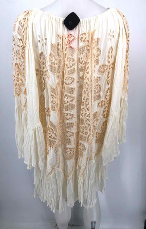FREE PEOPLE White Cream Crochet Longsleeve Size X-LARGE Dress