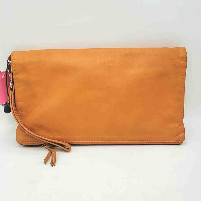 ALBERTA DI CANIO Orange Leather Wristlet Purse