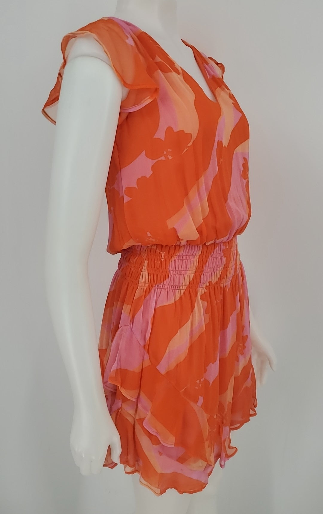 RAMY BROOK Orange Pink Print Ruffle Size X-SMALL Dress – ReturnStyle