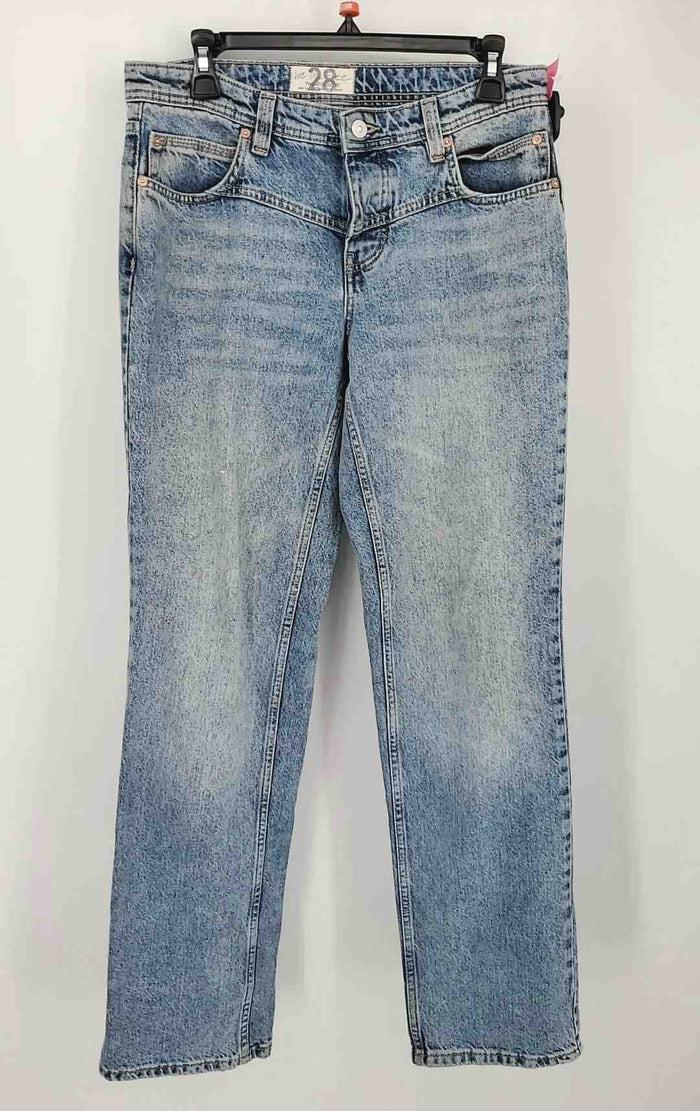 WE THE FREE by FREE PEOPLE Lt Blue Denim Distressed Straight Leg Jeans