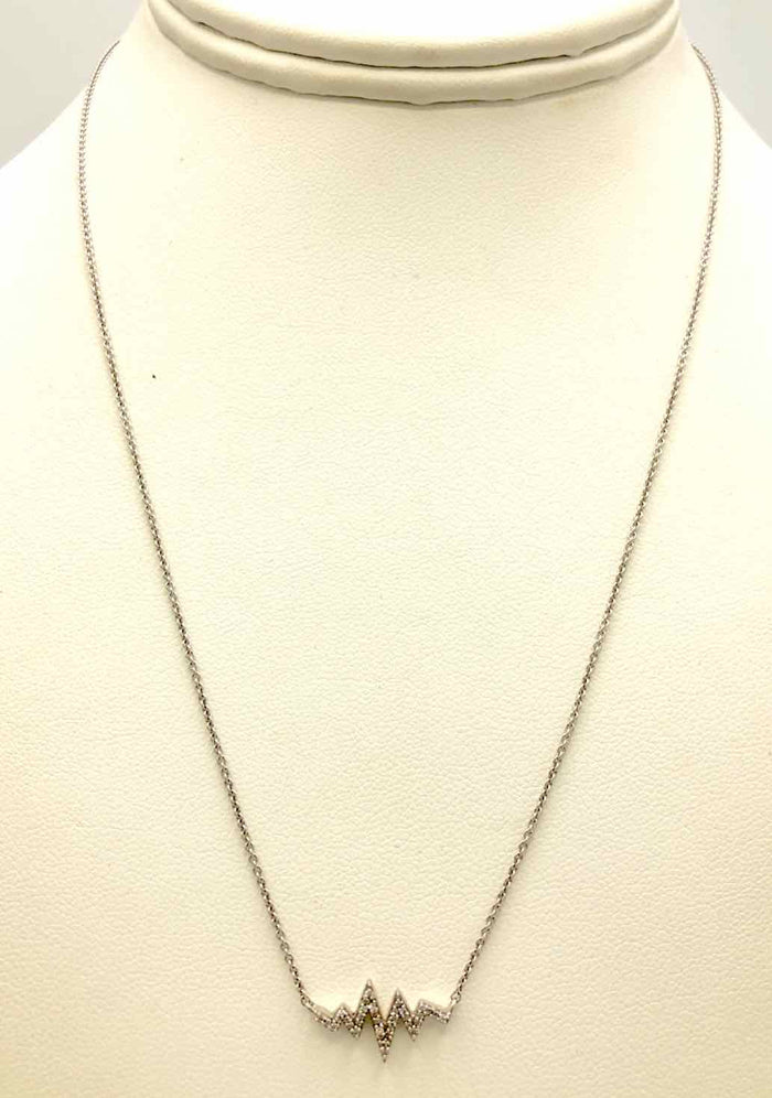 Sterling Silver Diamond Lightning Bolt ss Necklace