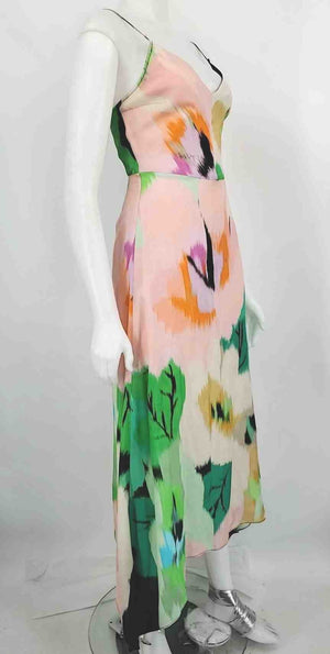 HOPE FOR FLOWERS by TRACY REESE Pink & Green Multi-Color Cupro Maxi Length Dress HOPE FOR FLOWERS by TRACY REESE Pink & Green Multi-Color Cupro Maxi Length Dress