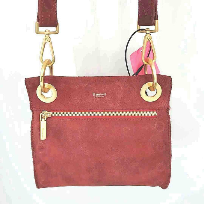 HAMMITT Red Goldtone Glitter Leather Pre Loved Crossbody 8" 2" 7" Purse