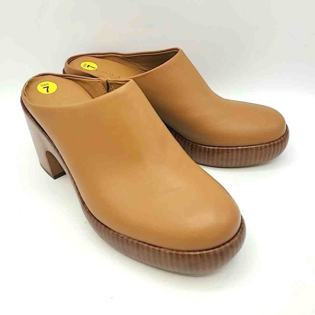 VINCE Caramel Brown Leather Mule Slipper Platform Shoe Size 7 Shoes – ReturnStyle