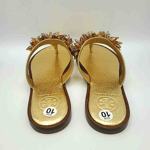 TORY BURCH Gold Beaded Flip Flops Shoe Size 10 Shoes