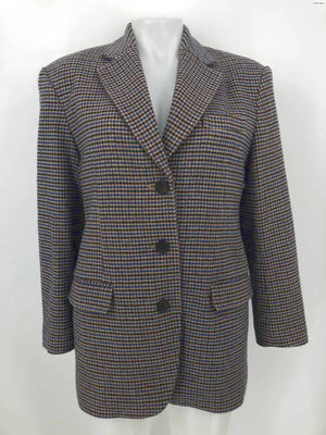 EVERLANE Blue Brown Multi Wool Blend Houndstooth Blazer Jacket