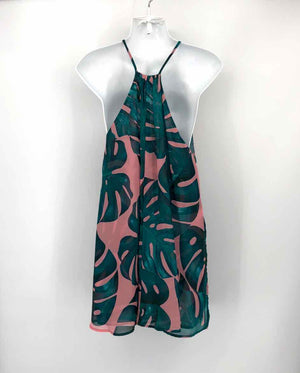 SHOW ME YOUR MUMU Teal Pink Leaf Print Sleeveless Size SMALL (S) Dress