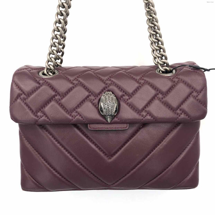 KURT GEIGER Burgundy Leather Pre Loved Quilted Crossbody Purse
