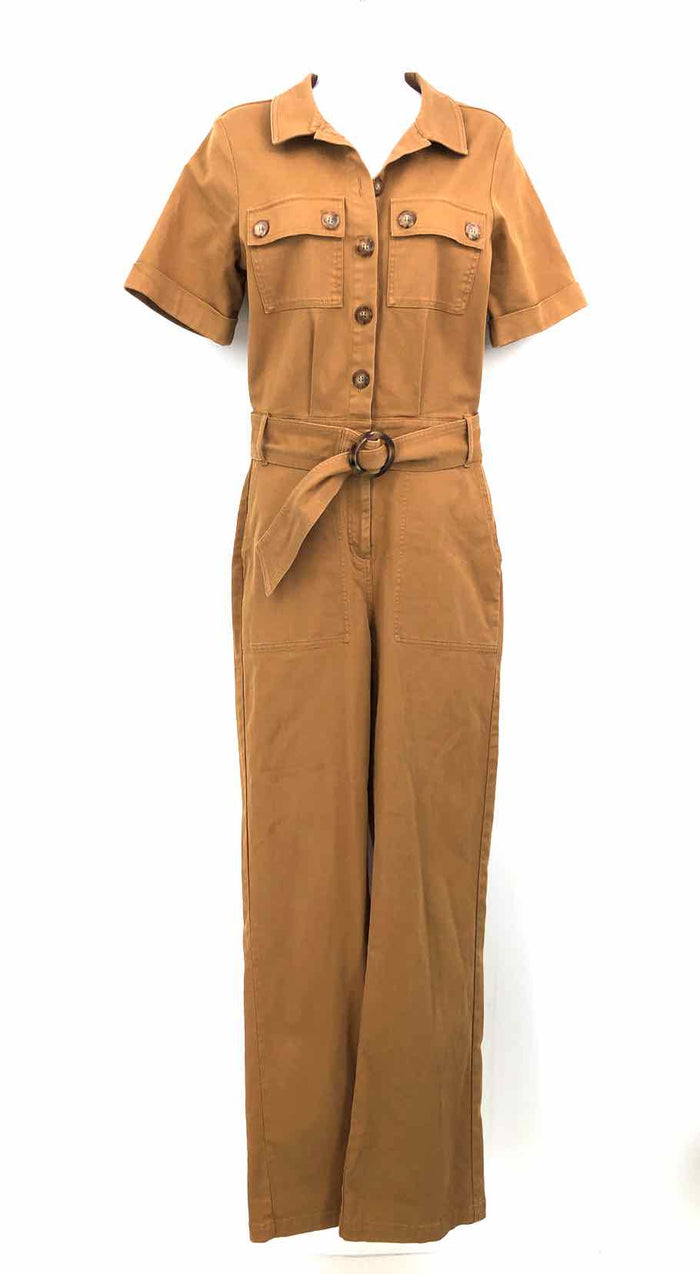 SEZANE Tan Short Sleeves Coveralls Size SMALL (S) Jumpsuit