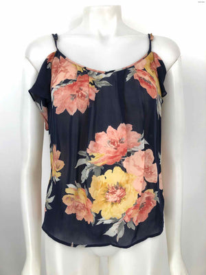 JOIE Navy Pink Multi Silk Floral Tank Size SMALL (S) Top