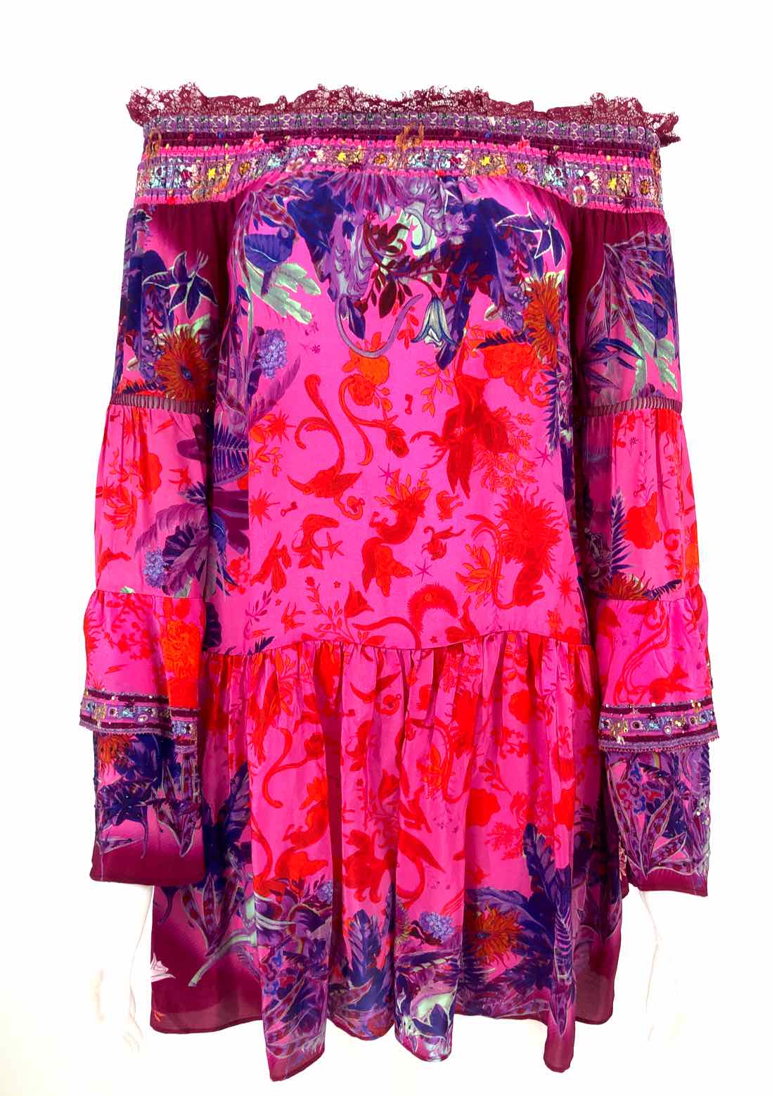 CAMILLA Purple Pink Multi Off Shoulder Size X-SMALL Dress – ReturnStyle