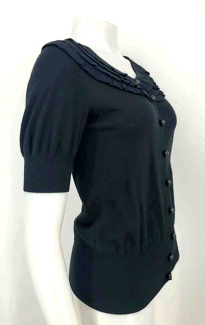 FENDI Black Wool & Cashmere Made in Italy Short Sleeves Cardigan Sweater