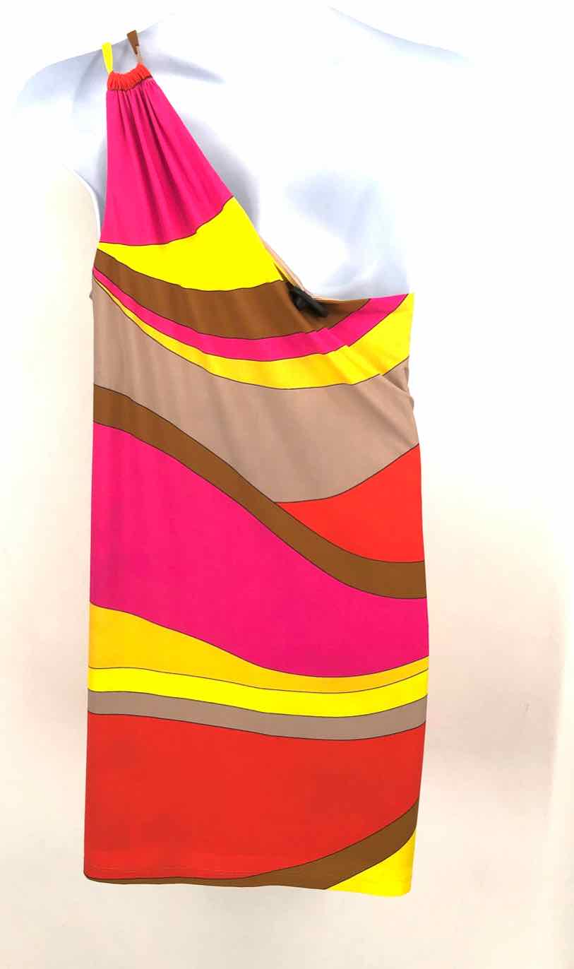 trina turk one shoulder dress Pink Beige Multi Abstract Print Size X-LARGE – ReturnStyle Gull Shift Dress In Cropped Wool Blazer in Print:Emma Collection_Whispers and Waltzes