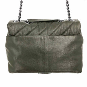 VINCE CAMUTO Olive Green Leather Quilted Diagonal Stripes Shoulder Bag Purse