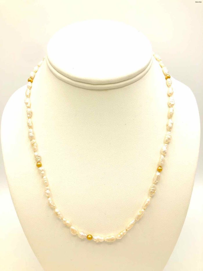 White 14K Gold Seed Pearls 18" 14k-Necklace