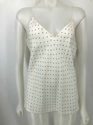 THEORY White Blue Multi Silk Dot Print Camisole Size LARGE  (L) Top
