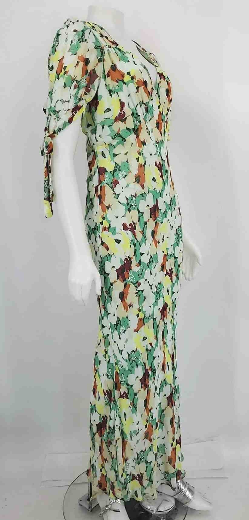 ANTHROPOLOGIE Green White Multi Floral Maxi Length Size MEDIUM (M) Dress – ReturnStyle
