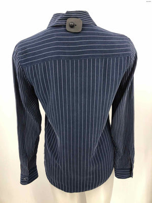 EQUIPMENT Navy White Silk Striped Button Up Size X-SMALL Top