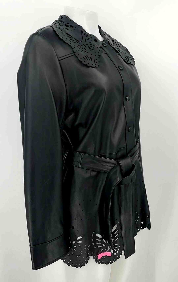 PARIS ATELIER Black Leather cut out w/belt Women Size 6  (S) Jacket