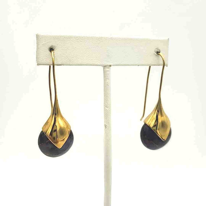 Purple Goldtone Round Drop Earrings