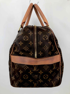 LOUIS VUITTON Brown Tan Monogram Pre Loved AS IS Monogram Duffle 16" 8" Purse