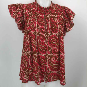 CLEOBELLA Pink Brown Organic Cotton Print Short Sleeves Size SMALL (S) Top