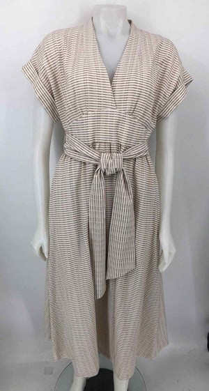 ANTONIO MELANI Beige White Striped Maxi Length Size 8  (M) Dress