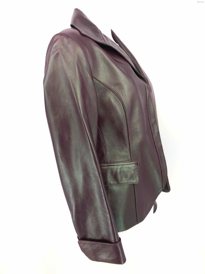 LAFAYETTE 148 Burgundy Iridescent Leather Hook Closure Blazer Jacket