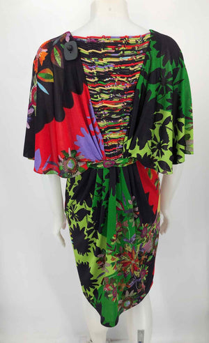 RANNA GILL Red Purple Multi Print Short Sleeves Size MEDIUM (M) Dress