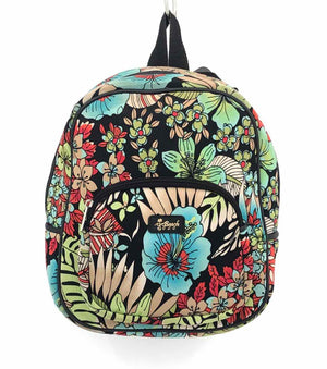 black floral mini backpack Black Green Red Multi Neoprene Pre Loved Floral Mini Backpack