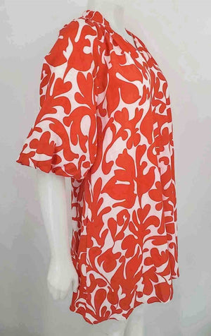 MAGASCHONI Red & White Linen Print Mini Size Petite (S) Dress
