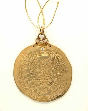 MODERN BRONZE Goldtone Medallion Necklace