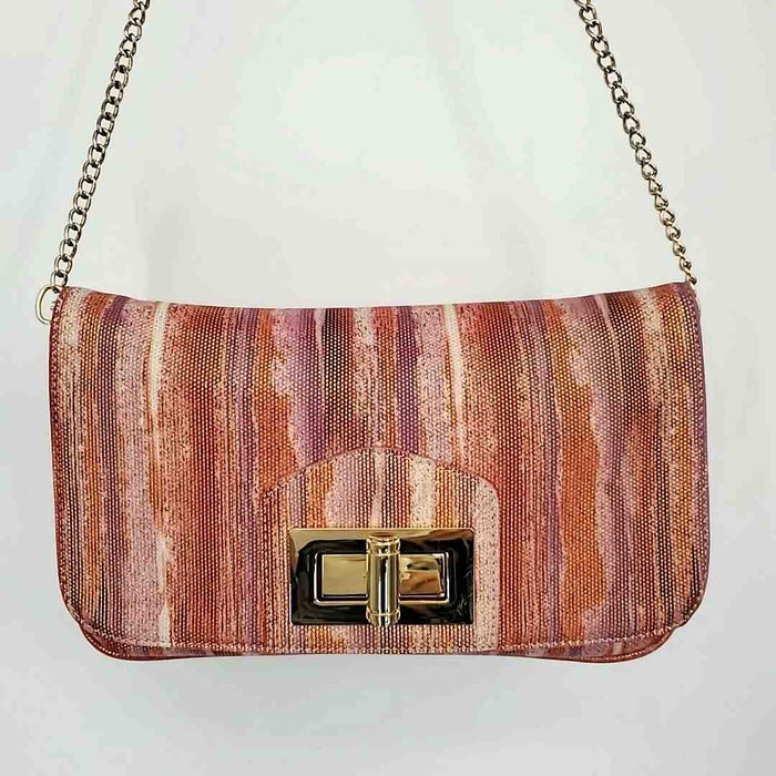MARMI Pink Orange Dyed Print Clutch with Strap Purse