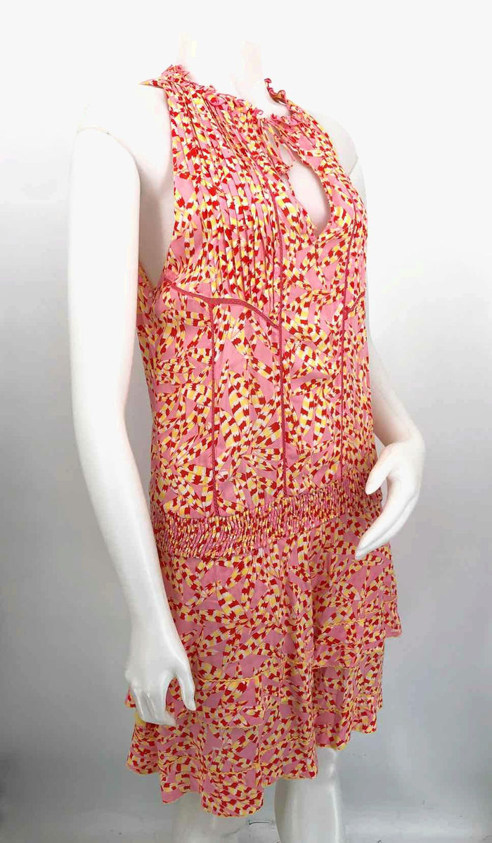 POUPETTE ST BARTH Pink Yellow Print Mini Size X-SMALL Dress