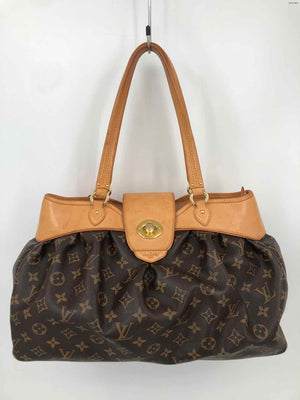 LOUIS VUITTON Brown Tan Gold Leather Monogram Pre Loved AS IS Shoulder Bag Purse