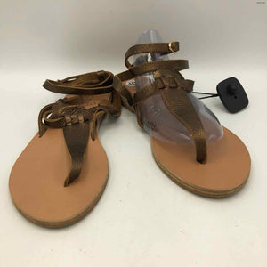 ANCIENT GREEK SANDALS Gold Tan Leather Made in Greece Sandal Shoes