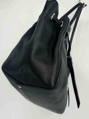 COACH Black Goldtone Pebbled Leather Pre Loved Tote Purse