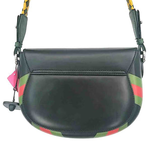 GUCCI Black Green Red Multi Leather Pre Loved Shoulder Bag Purse